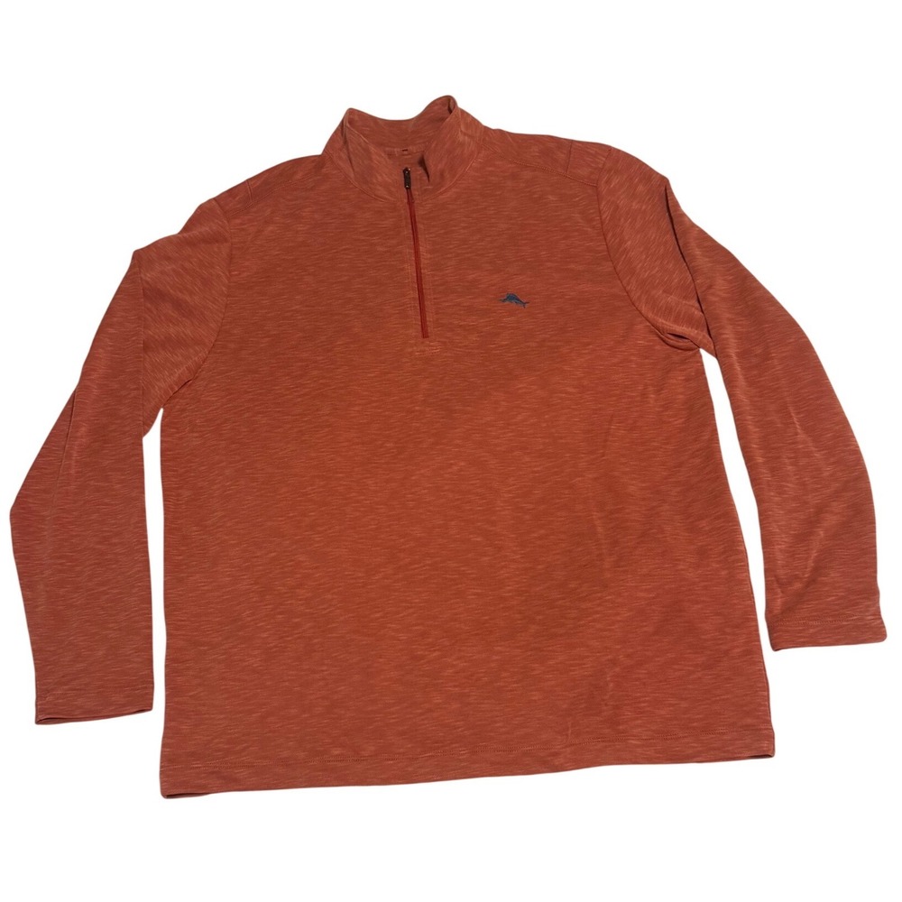 Tommy Bahama Mens XL Emfielder Qtr Zip Pullover Sweater Lot of 2 Orange Green - Picture 2 of 10
